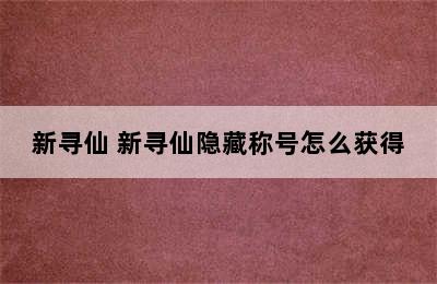 新寻仙 新寻仙隐藏称号怎么获得